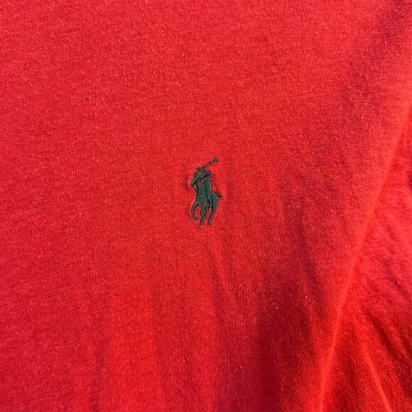 Polo Ralph Lauren Henley Shirt Men’s Medium Red Long Sleeve Knit Cotton Logo - Picture 3 of 10